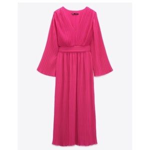 NWT Zara Pleated Fuschia Dress